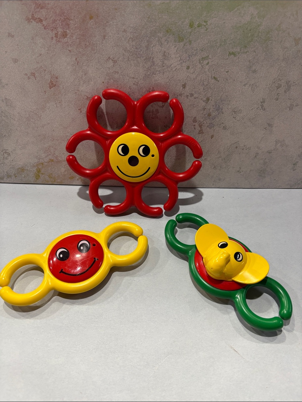 Vintage LEGO Primo red flower  elephant rattle ring 1990s baby
